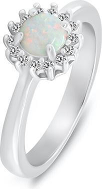 Produktbild Brilio Silver - Silver ring with white synthetic opal and zircons RI110W - Circuit: 54 mm (54)