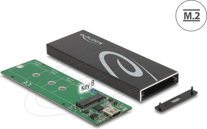 Actual product image Delock External enclosure for M.2 SATA SSD with USB Type-C™ connector (M.2 2280, M.2 2260, M.2 2242, M.2 2230)