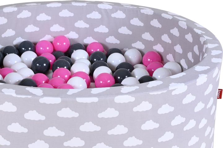 Immagine prodotto Knorrtoys Bällebad soft - "Grey white clouds" - 300 balls creme/grey/rose (ca. 6cm Durchmesser)