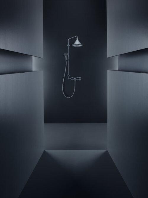 Actual product image hansgrohe Showerpipe AXOR FRONT DN 15 with therm. and 2jet overhead shower chrome