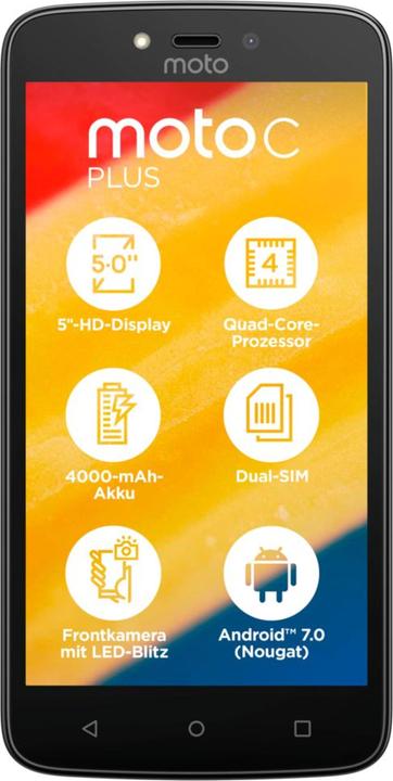 Image du produit Motorola Moto C Plus (16 Go, Noir étoilé, 5", Double SIM hybride, 8 Mpx, 4G)
