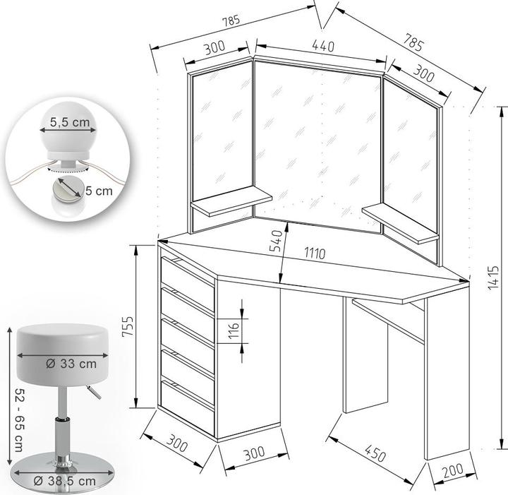 Image du produit Vicco Arielle (110 x 54 x 141.5 cm)
