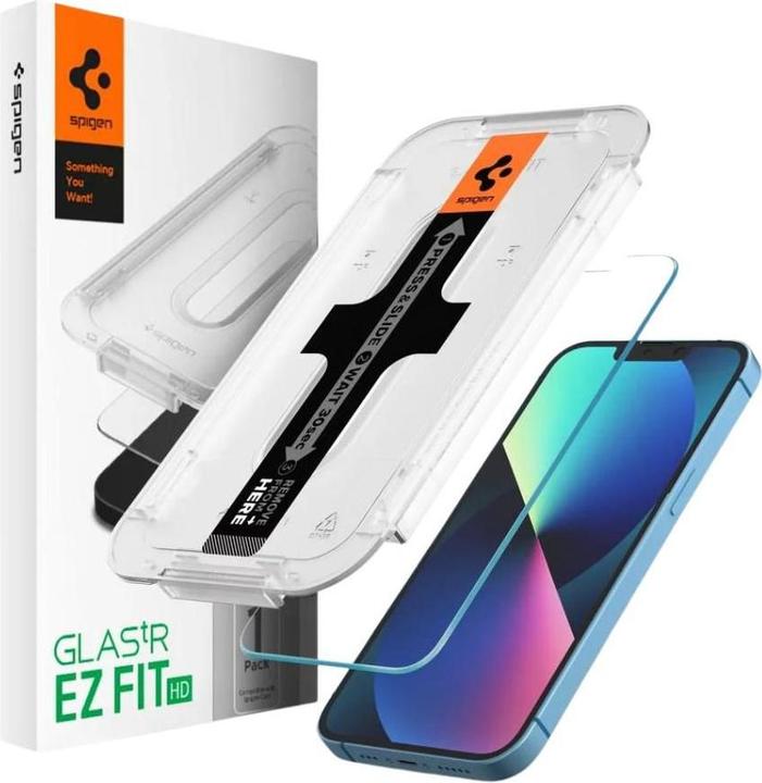Spigen Glas.TR iPhone 14/13 Pro/13 "EZ FIT" szkło hartowane AGL03724 (1 Piece, Apple iPhone 16e, Apple iPhone 13 Pro, Apple iPhone 13, Apple iPhone 14)