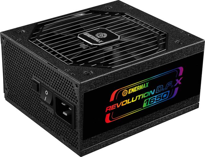 Actual product image Enermax Revolution D.F. X ARGB ATX3.0 PCI-e 5.0 Compact PC Power Supply 1650W 80Plus Gold Full Module 2x (1650 W)