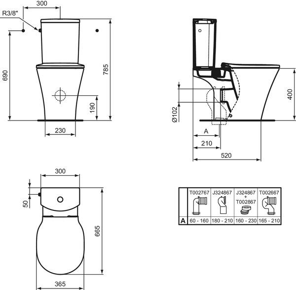 Produktbild Ideal Standard Connect Air Standtiefspülklosett-Kombination AquaBlade, E0097