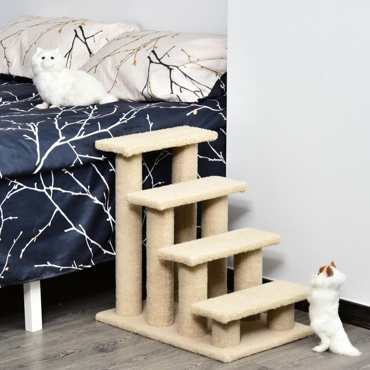 Immagine prodotto PawHut Scala per gatti con 4 gradini (60 cm, Bianco crema)
