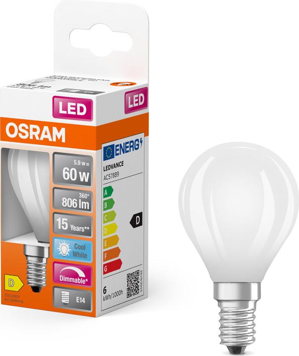 Actual product image Osram Led Retrofit Classic P (E14, 6.50 W, 806 lm, 1 x, E)