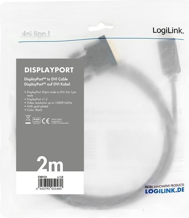 Image du produit LogiLink DisplayPort — DVI (2 m, DisplayPort)