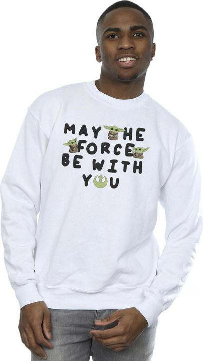 Actual product image Star Wars Mens The Mandalorian Grogu May The Force Be With You Sweatshirt (S)