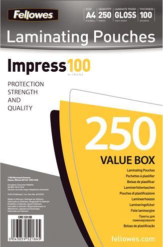 Fellowes Impressionner 100 (A4, 250 pièce(s), 100 µm)