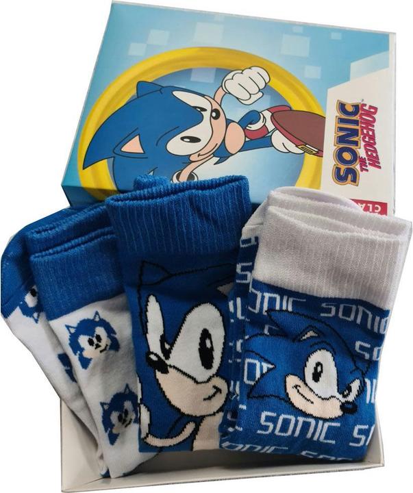 Sega Sonic The Hedgehog assorted pack 3 socks adult (39 - 45)