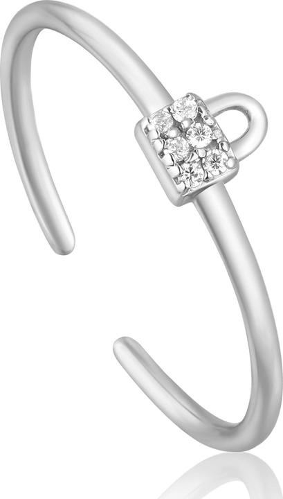 Ania Haie Silver Padlock Sparkle Ring (16, 925 Silber)