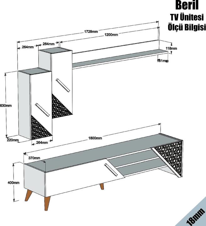Produktbild Kalune Design Nili (180 x 37 x 40 cm)