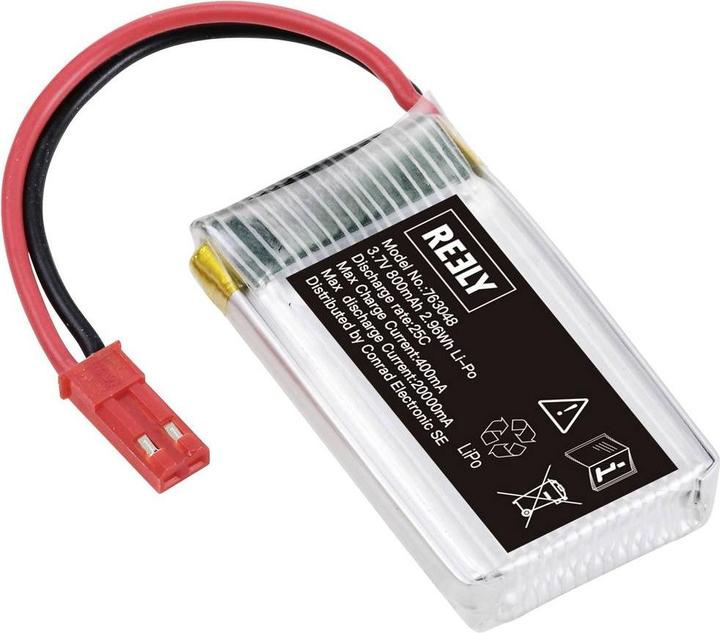 Reely Modello di batteria (LiPo) 3,7 V 800 mAh Numero di celle: 1 25 C Custodia morbida BEC (3.70 V, 800 mAh)
