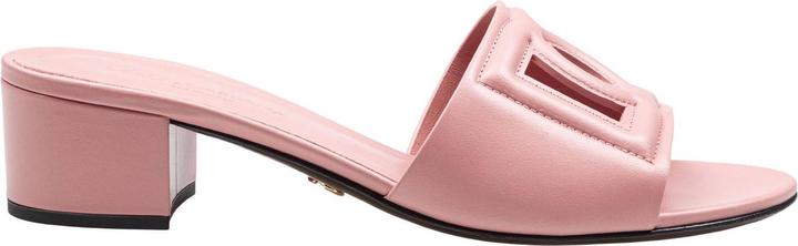 Actual product image Dolce & Gabbana pink leather mule with dg logo (41)