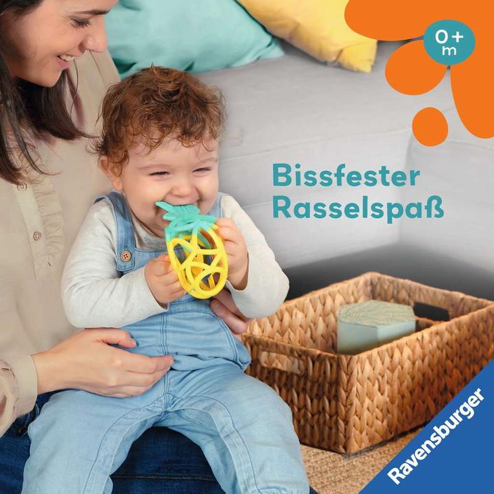 Immagine prodotto Ravensburger 4869 play+ sonaglio da stringere: ananas, aiuto per la dentizione, giocattolo in silicone per