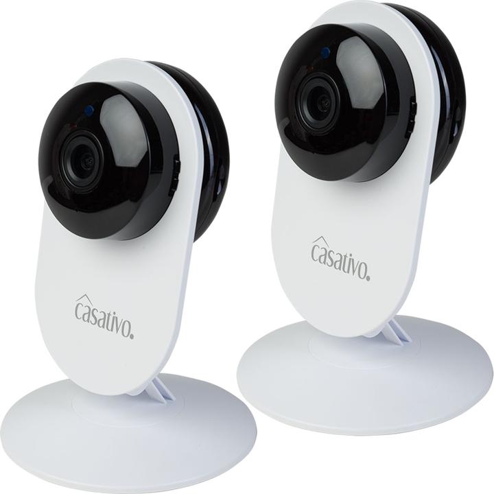 Produktbild Casativo 2er-Set Hochauflösende Full-HD-IP-Überwachungskamera mit, Nachtsicht, Bewegungserkennung (1920 x 1080 Pixels)
