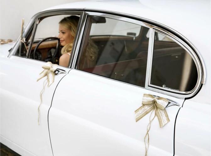 Image du produit Partydeco Accessoire de fête Set de décoration de voiture 5 pièces, brun/blanc