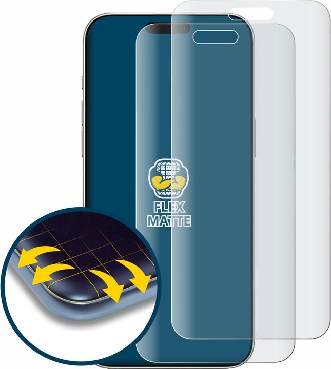 Actual product image BROTECT Fullscreen screen protector Matt anti-glare film (2 Piece, Apple iPhone 16 Plus)