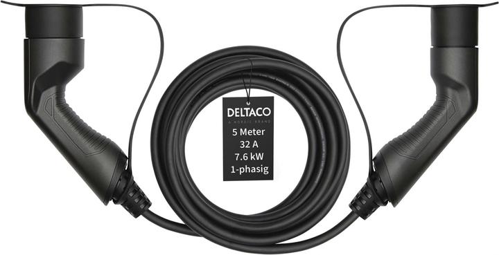 Produktbild Deltaco EV-Ladekabel, E-Auto & Hybrid, Typ2 auf Typ2, 32 A, 7,6 kW, 1-phasig (Typ 2, 7.60 kW, 32 A, 5 m)