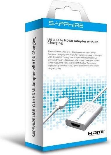 Actual product image Sapphire USB Type-C to HDMI Active charging (6 cm)
