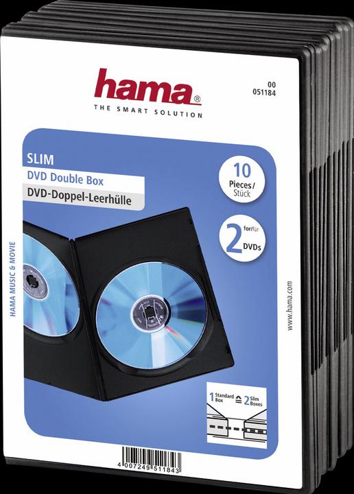 Image du produit Hama 1x10 Boîtier DVD double vide Slim 75% gain de place