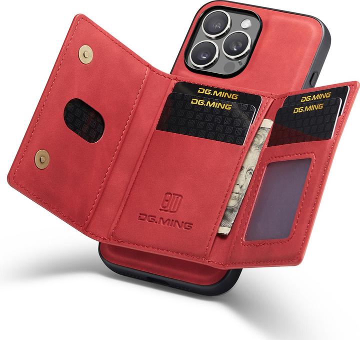 Actual product image Dg.Ming iPhone 12 / 12 Pro - Etui, Leder-Optik, Kartenfach & Magnetverschluss, Rot (Apple iPhone 12 Pro, Apple iPhone 12)