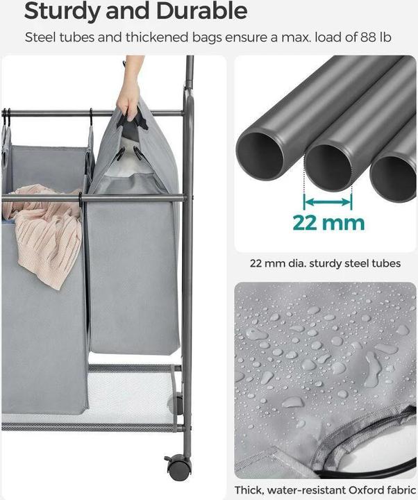 Image du produit Songmics Panier à linge 50 l, Gris (50 l)