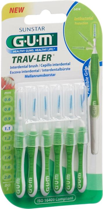 GUM Interdentalbürsten Trav-Ler 1.1 mm grün 6 Stück (6 x, 1.10 mm)