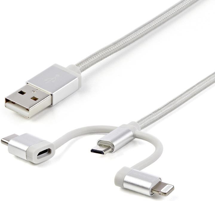 Actual product image StarTech USB Lightning Cable - USB-C Micro-B Charging Cable - 1m - braided - Silver - USB to Lightning (1 m, USB 2.0)