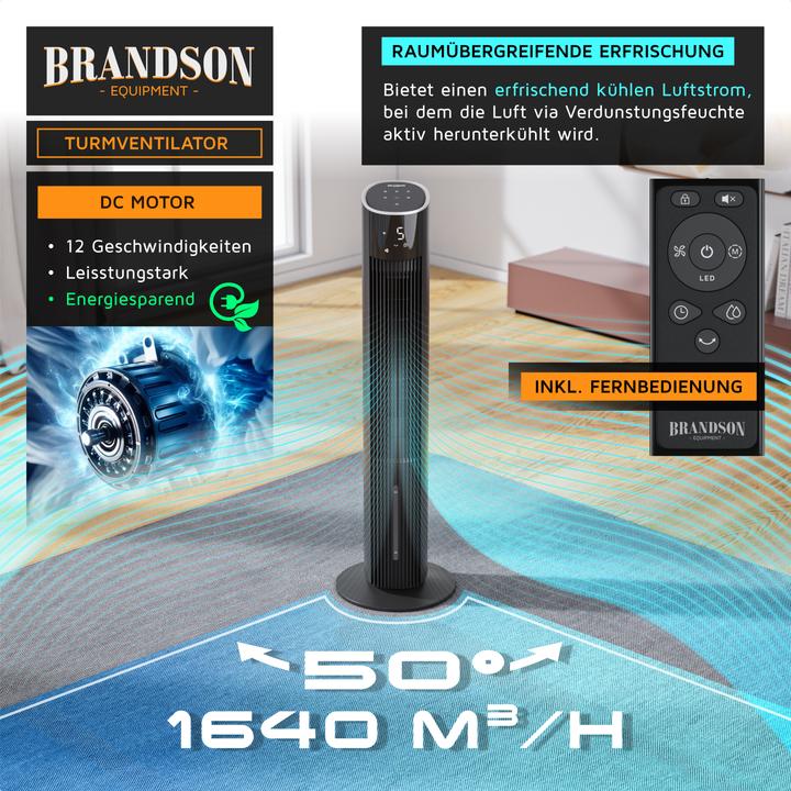 Immagine prodotto Brandson Mobiler Luftkühler mit Wasserkühlung, Klimagerät, 60W, WIFI, Verdunstungskühler, Turmventilator