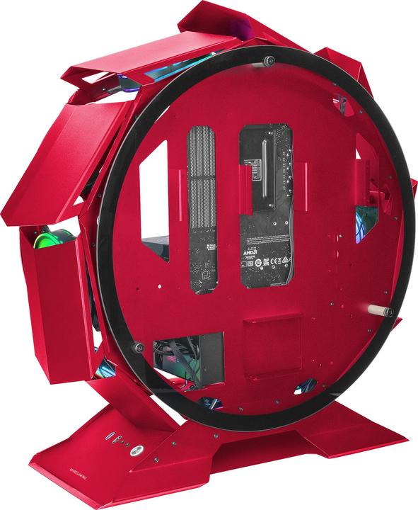 Actual product image Mars Gaming MCORB Red Micro-ATX XL Gaming PC Case Custom Circular Design Double Tempered Glass (mATX, Mini-ITX)