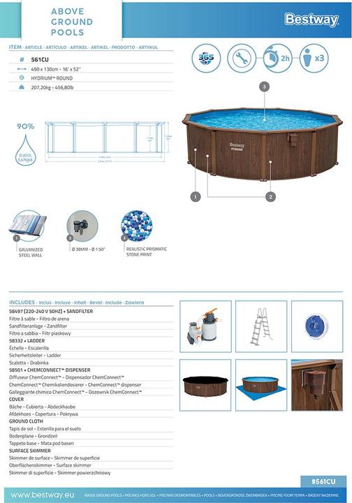 Actual product image Bestway Hydrium Pool Set130cm (Ø 488 x 130 cm)
