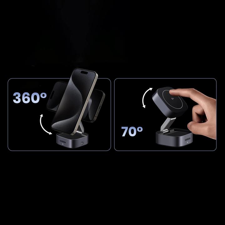 Actual product image Ugreen 2-in-1 Qi2 Magnetic Foldable Charging Station (15 W)