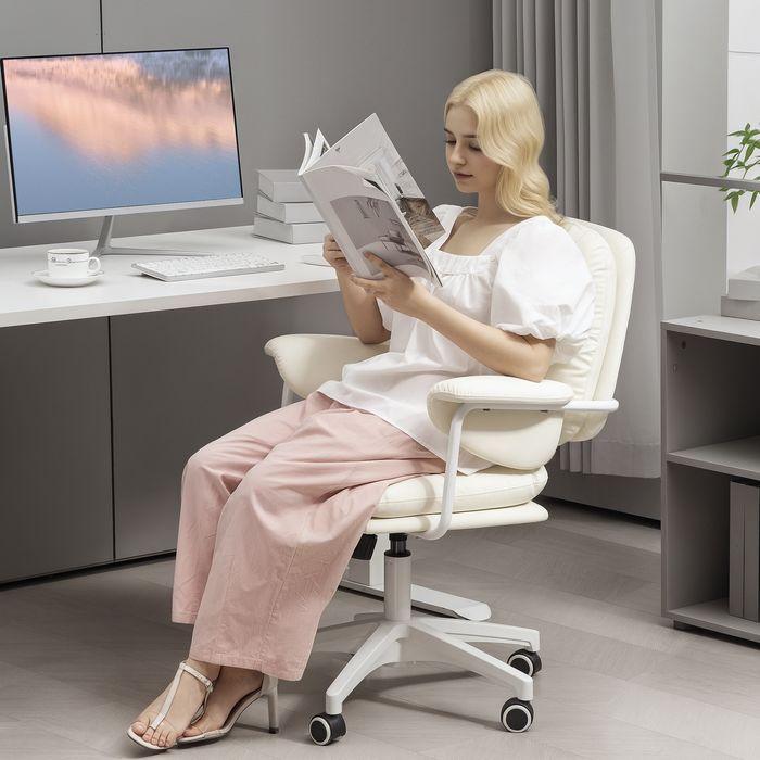 Immagine prodotto Swisshandel24 Bürostuhl mit Kippfunktion, gepolstert Schreibtischstuhl höhenverstellbar Weiss