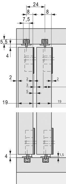 Productafbeelding Hettich Schuifdeurbeslag Slide Line 55 Plus, Inschuif/Voorschuif