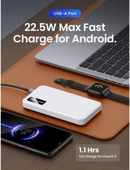 Actual product image Ugreen 10000mAh Two-way Fast Charging Powerbank White (10000 mAh, 22.50 W, 38.20 Wh)