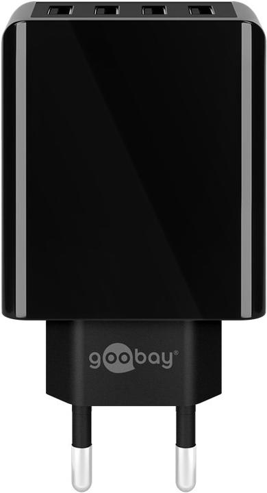 Produktbild Goobay 4-fach USB-Ladegerät, mehrfach USB-Ladegerät, 30W, lädt bis zu 4 Geräte gleichzeitig, schwarz (30 W)