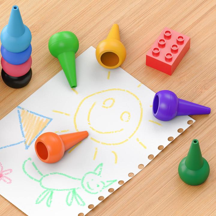 Produktbild Activity Board Wachsmalstifte für Kleinkinder, 12 Farben Stapelbare Wachsmalstifte mit Handgriff, Wachsmalstifte (Mehrfarbig, 12 x)