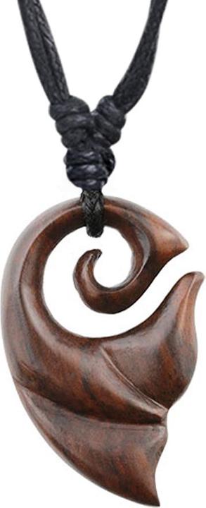 Produktbild Star Piercing Halskette schwarz Anhänger Wellenflosse aus Narra Holz (ohne Messing, Organisch)