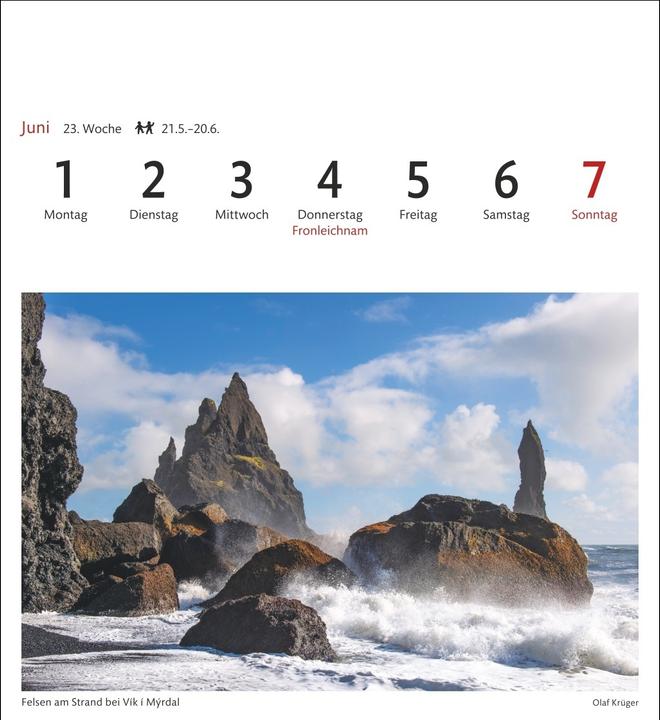 Produktbild Harenberg Island Sehnsuchtskalender 2026 - Wochenkalender mit 53 Postkarten (Deutsch)