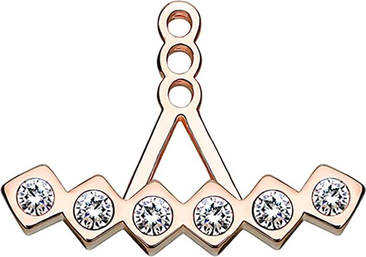 Star Piercing Ohrring Ear Jacket rosegold mit sechs vierecken und Kristall