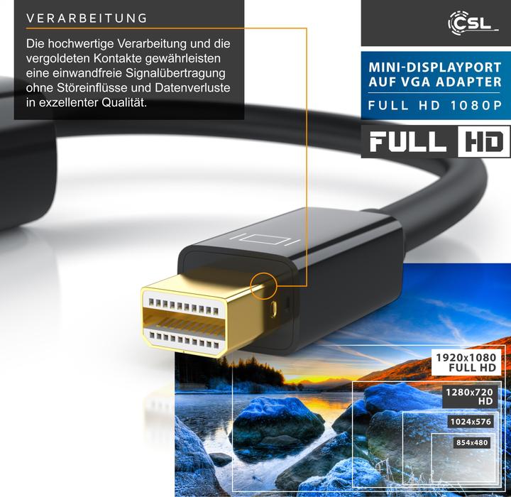 Immagine prodotto CSL Cavo adattatore da Mini DisplayPort a VGA (VGA, 10 cm)