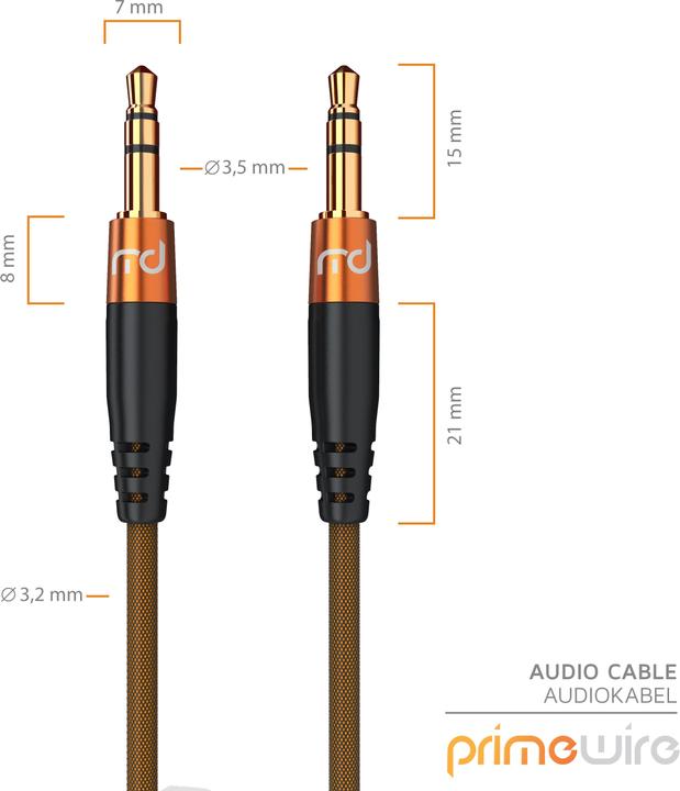 Produktbild Primewire 3,5mm Klinke Audio Kabel, AUX, Klinkenkabel, Metallstecker, Klinke Verbindungskabel, Audiokabel (2 m, 3.5mm Klinke (AUX))