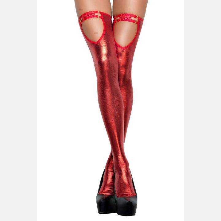 Actual product image Me Seduce red wetlook stockings RED DEVIL (XXL, 3XL)