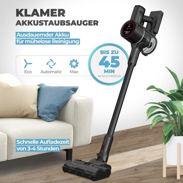 Actual product image KLAMER Akku-Staubsauger, 500 Watt Kabelloser Staubsauger, Flexibler Akku Handstaubsauger mit ve…