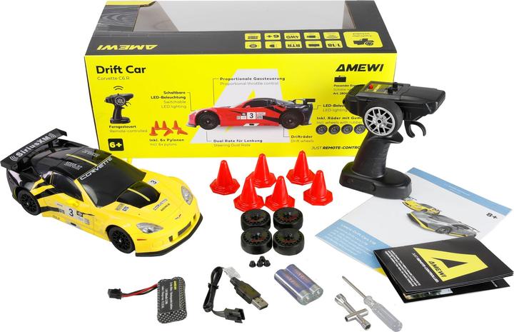 Immagine prodotto Amewi RC Drift Lizenz Corvette gelb (RTR pronto all'uso)