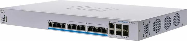 Actual product image Cisco CBS350-12NP-4X managed stackable Layer3 Switch: - 12x100M/1GE/2,5GE/5GE - 2x10GE combo (RJ45/ (12 ports)