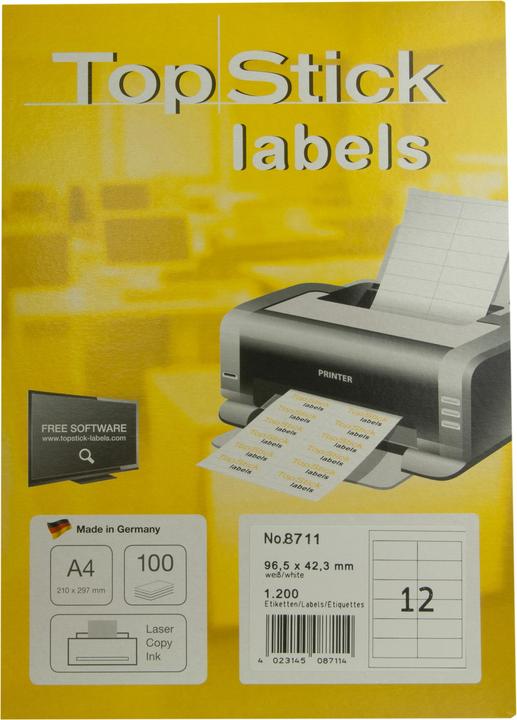 Actual product image TopStick TOP STICK universal labels, 96.5 x 42.3 mm, 100 sheets