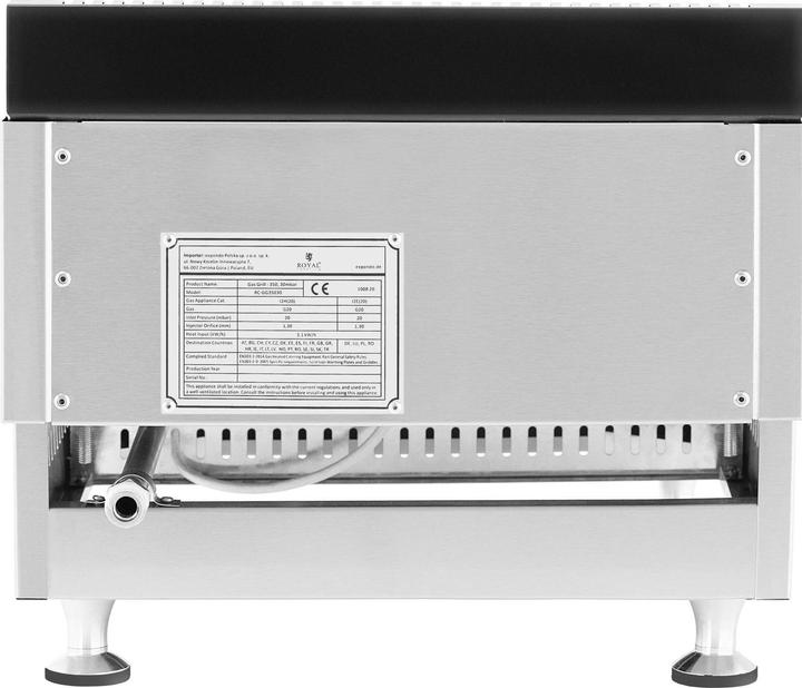 Actual product image Royal Catering Gasgrill Edelstahl Gasbräter 35 x 40 cm glatt 3.100 W Propan/Butan (0.00 kW)